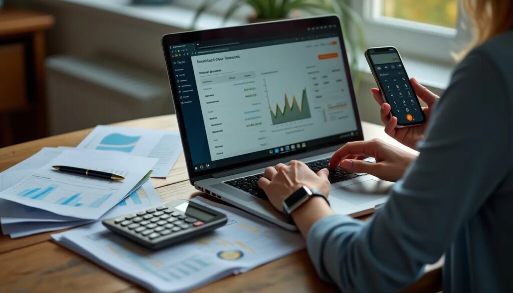 banque en ligne : illustration d'une personne utilisant une application bancaire en ligne sur un smartphone