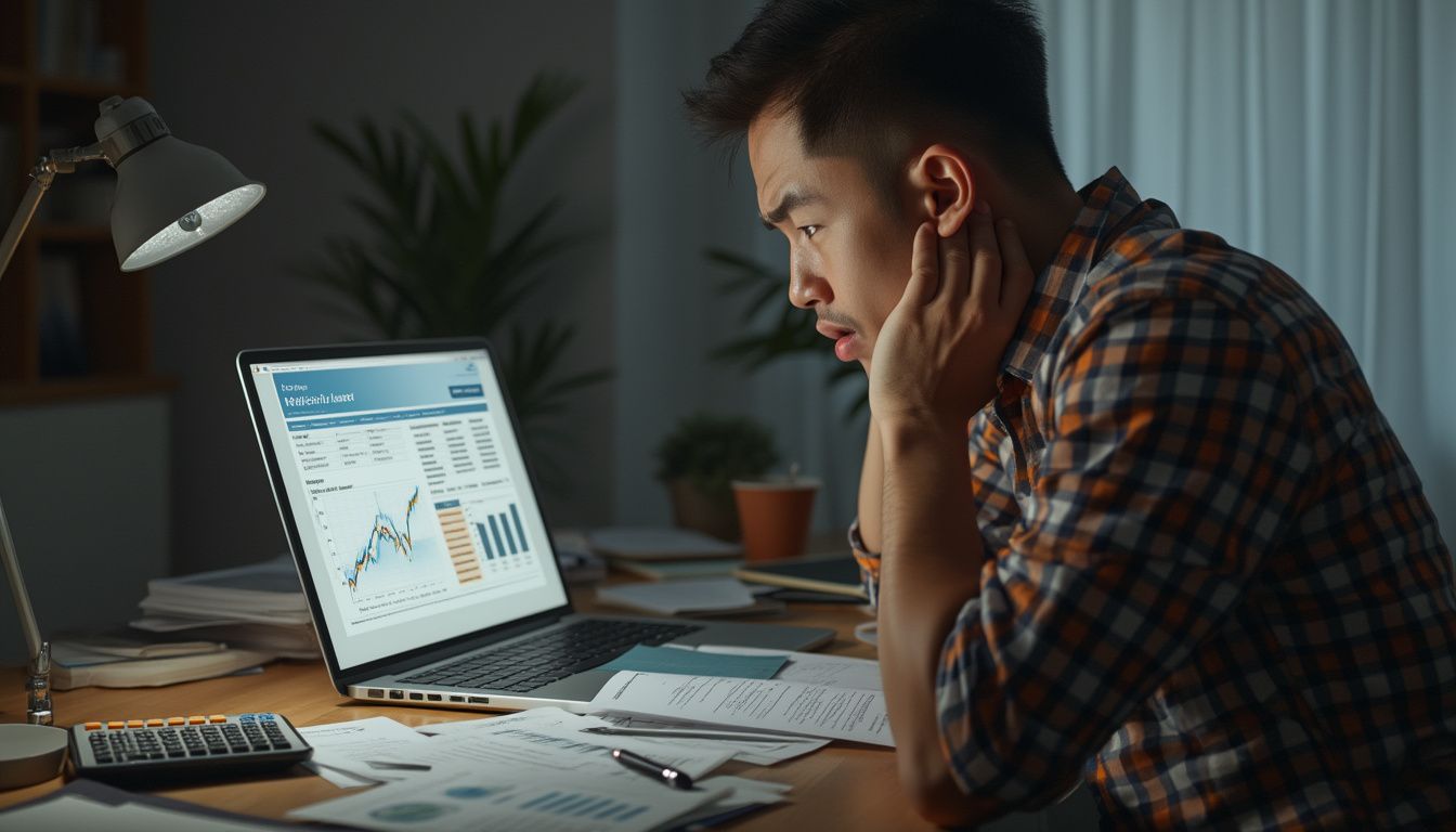 crédit en ligne : illustration d'une personne analysant une offre de crédit sur un ordinateur