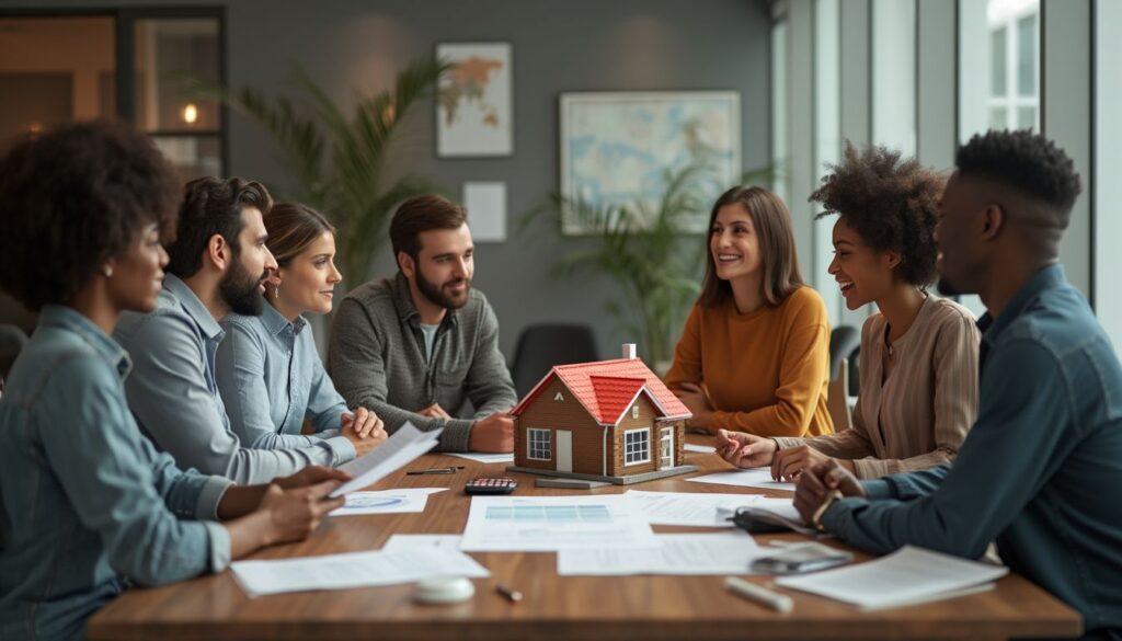 prêt immobilier : illustration d'un contrat de prêt avec calculatrice et clés de maison