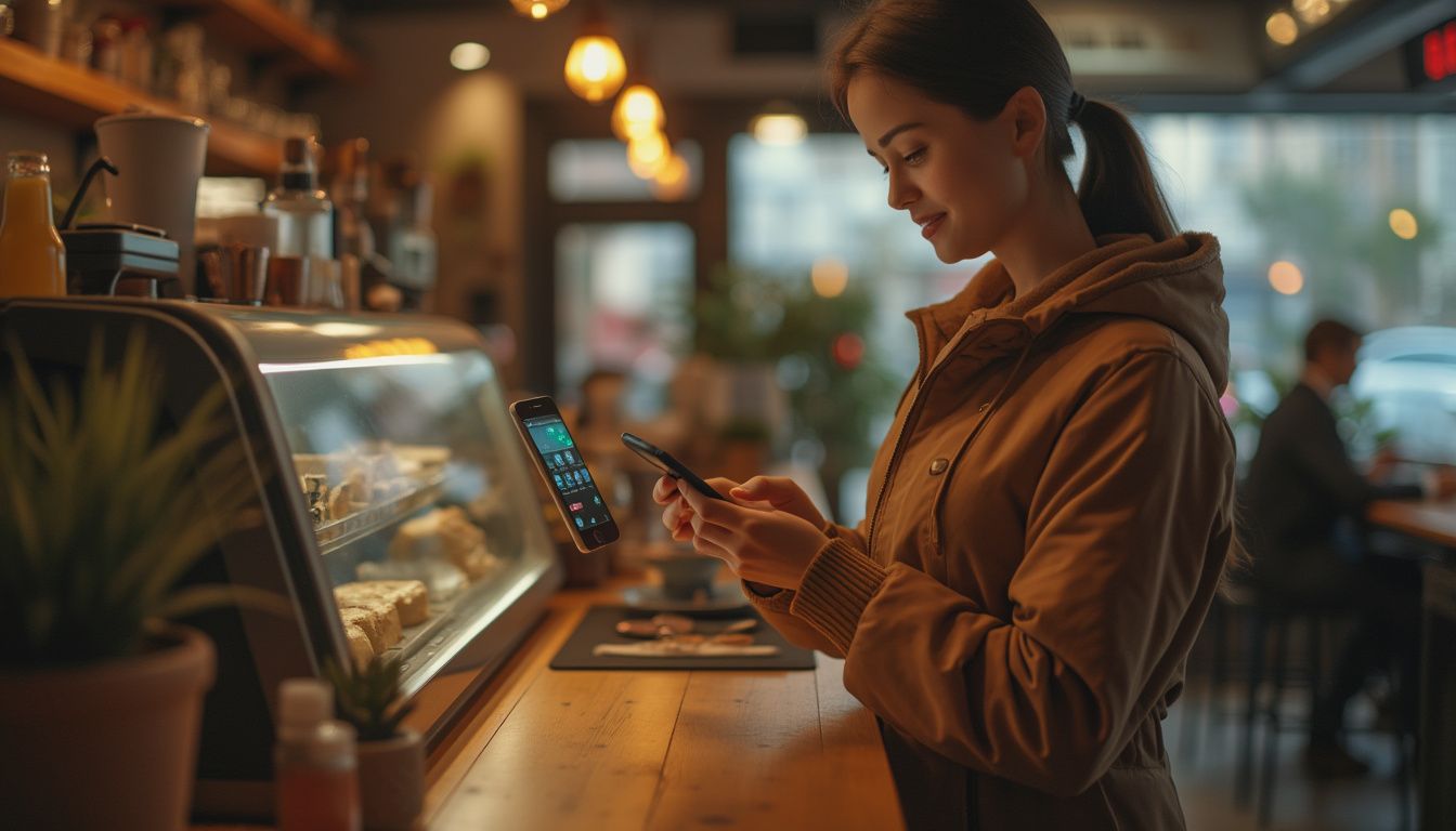 paiement sans contact : illustration de transaction sans contact via smartphone et carte