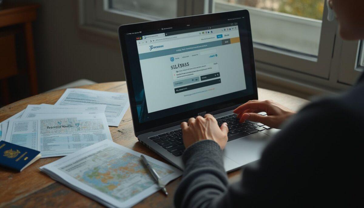 compte bancaire en ligne : illustration d'une personne utilisant un ordinateur pour ouvrir un compte bancaire en ligne à distance