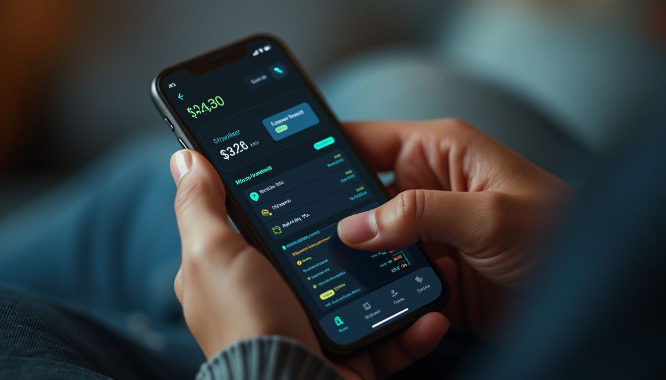 micro-investissement : interface mobile d'application bancaire moderne
