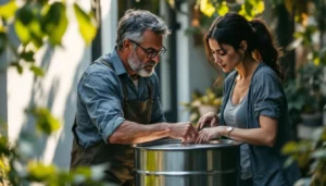 fût de 200 litres gratuit : fûts de 200 litres empilés prêts à être récupérés