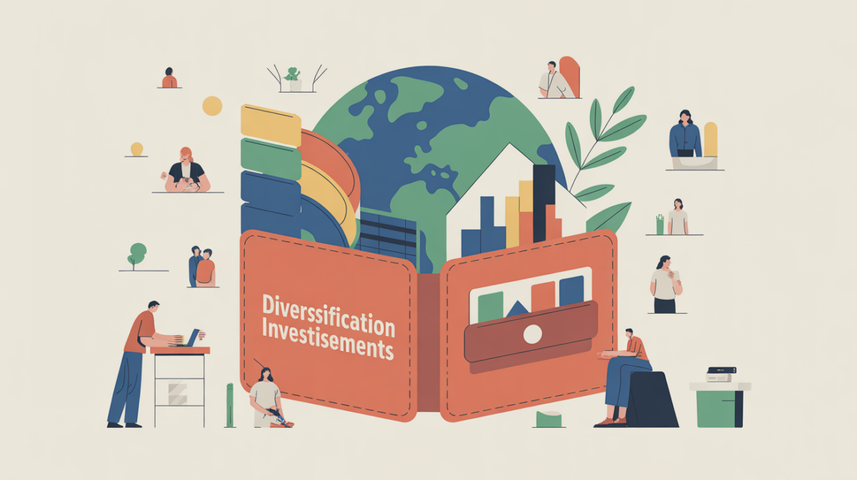 Illustration diversification investissements portefeuille ouvert