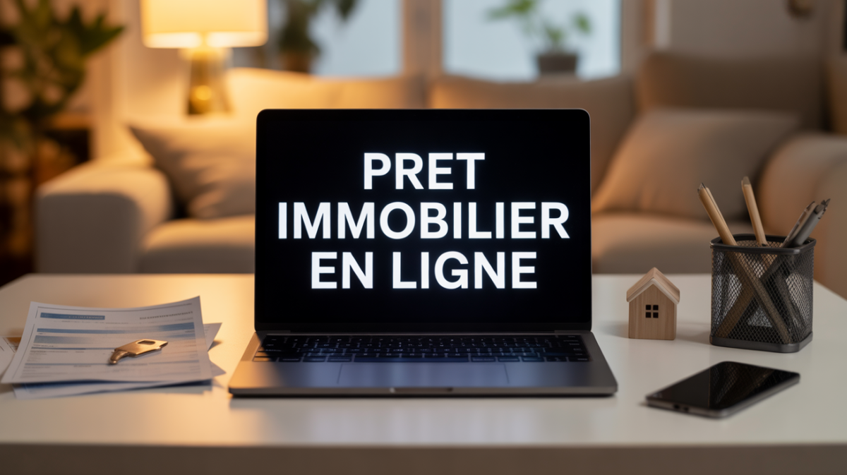 ordinateur avec documents pour pret immobilier en ligne