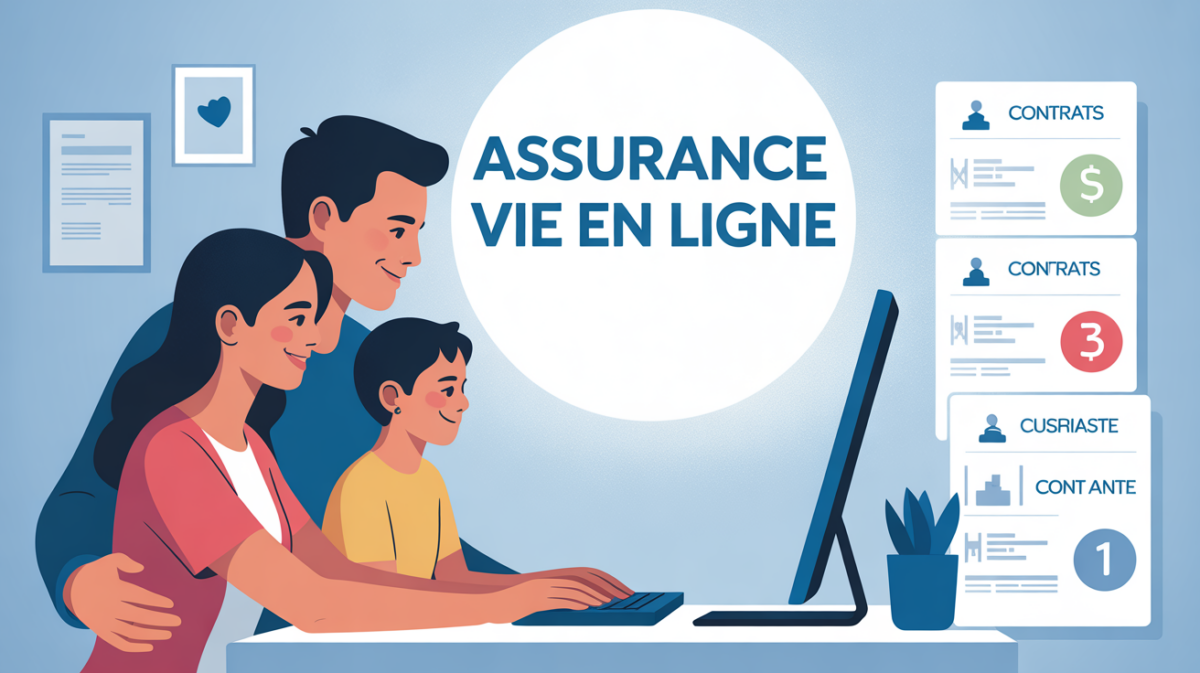famille confiante ordinateur souscription assurance vie en ligne