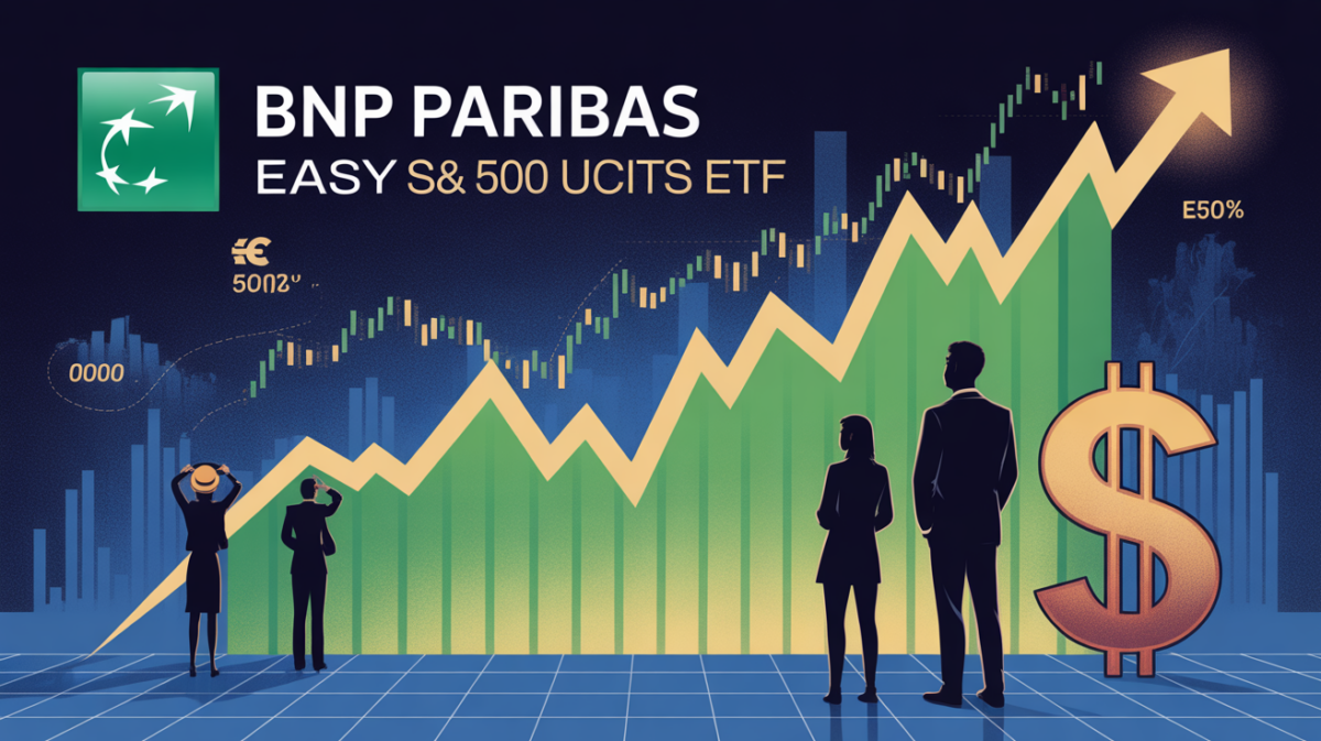 Graphique financier et drapeaux euro dollar BNP Paribas Easy S&P 500 UCITS ETF