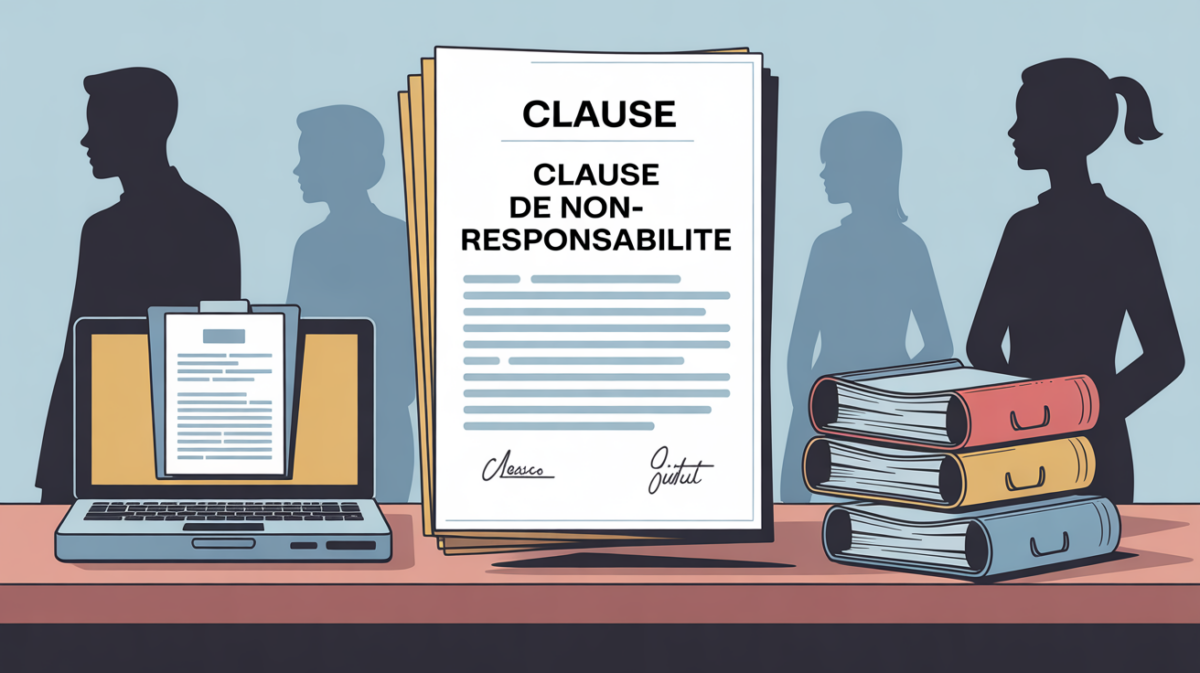 illustration contrat clause de non responsabilité bureau digital