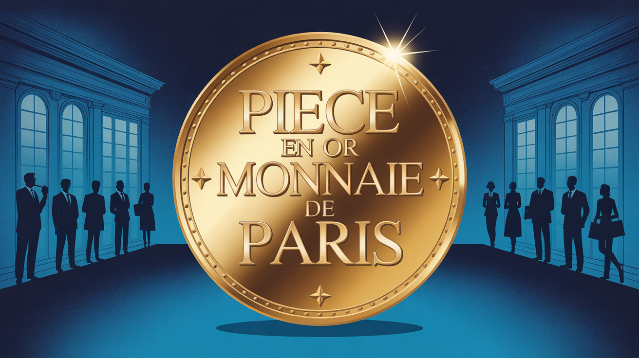 pièce en or Monnaie de Paris sur fond bleu