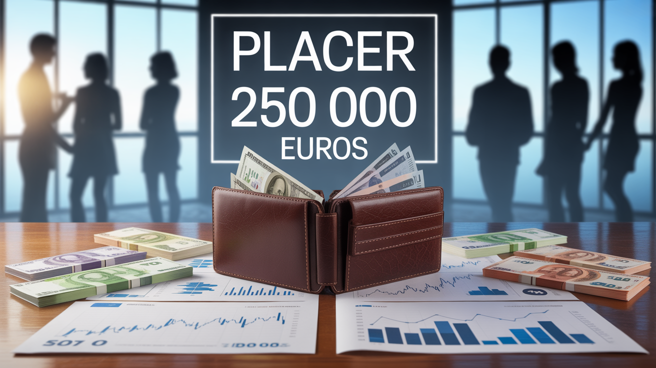 Portefeuille avec 250 000 euros et graphiques investissement