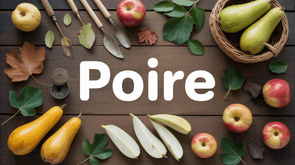 poires fraiches sur table bois automne