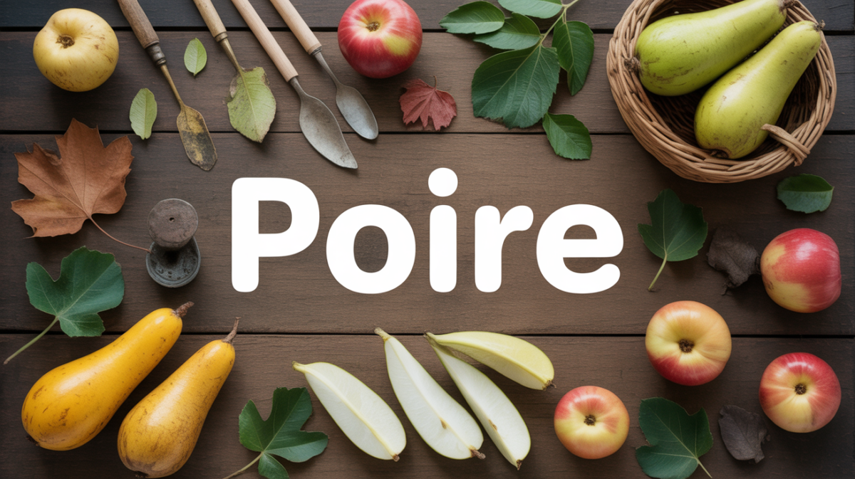 poires fraiches sur table bois automne