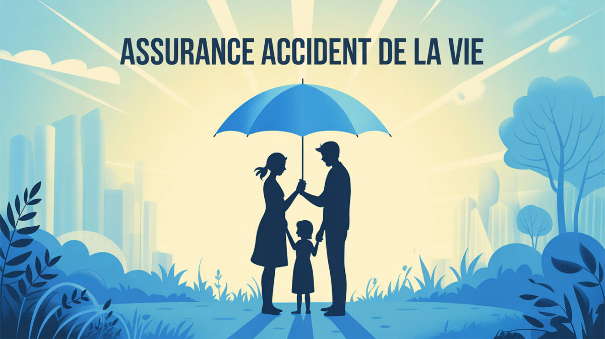 Assurance accident de la vie illustration famille sous parapluie