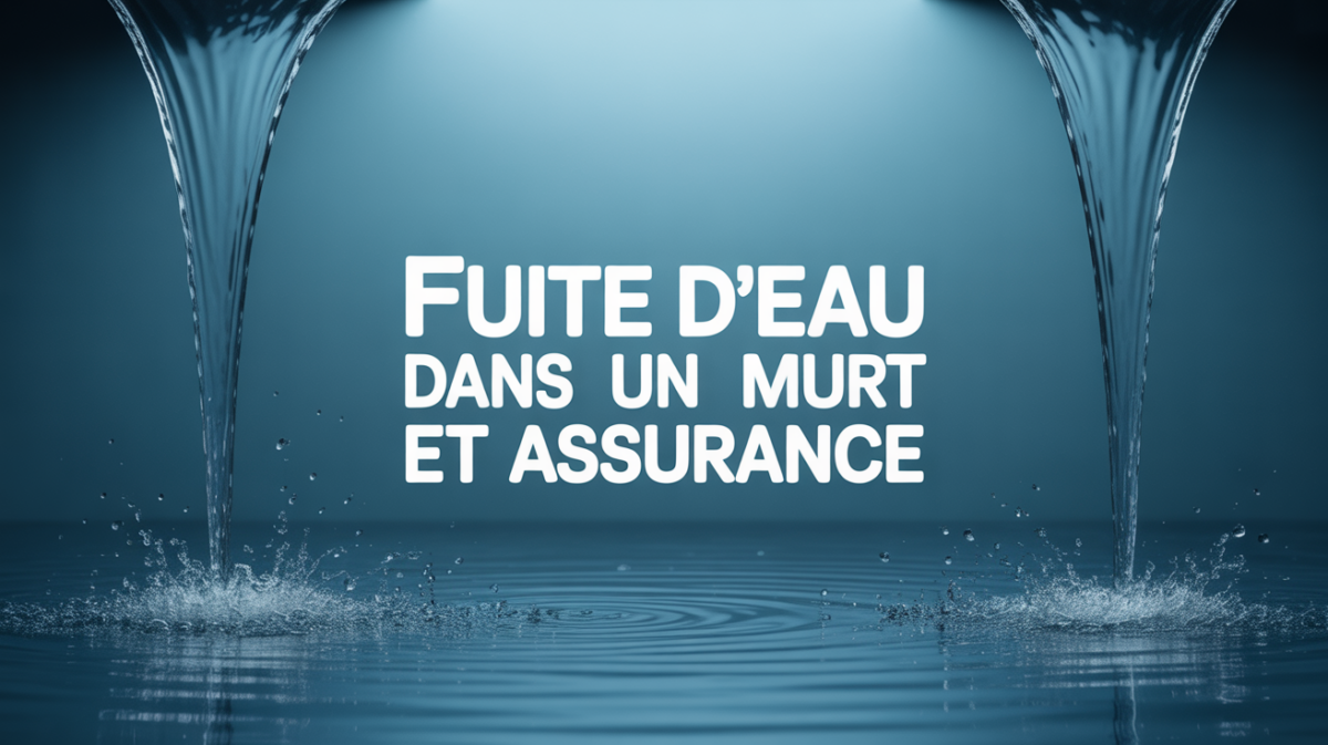 Mur avec fuite d'eau et texte assurance
