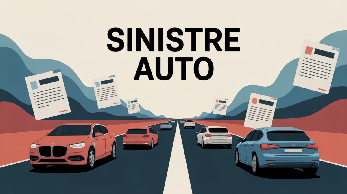 Illustration stylisée sinistre auto route et documents