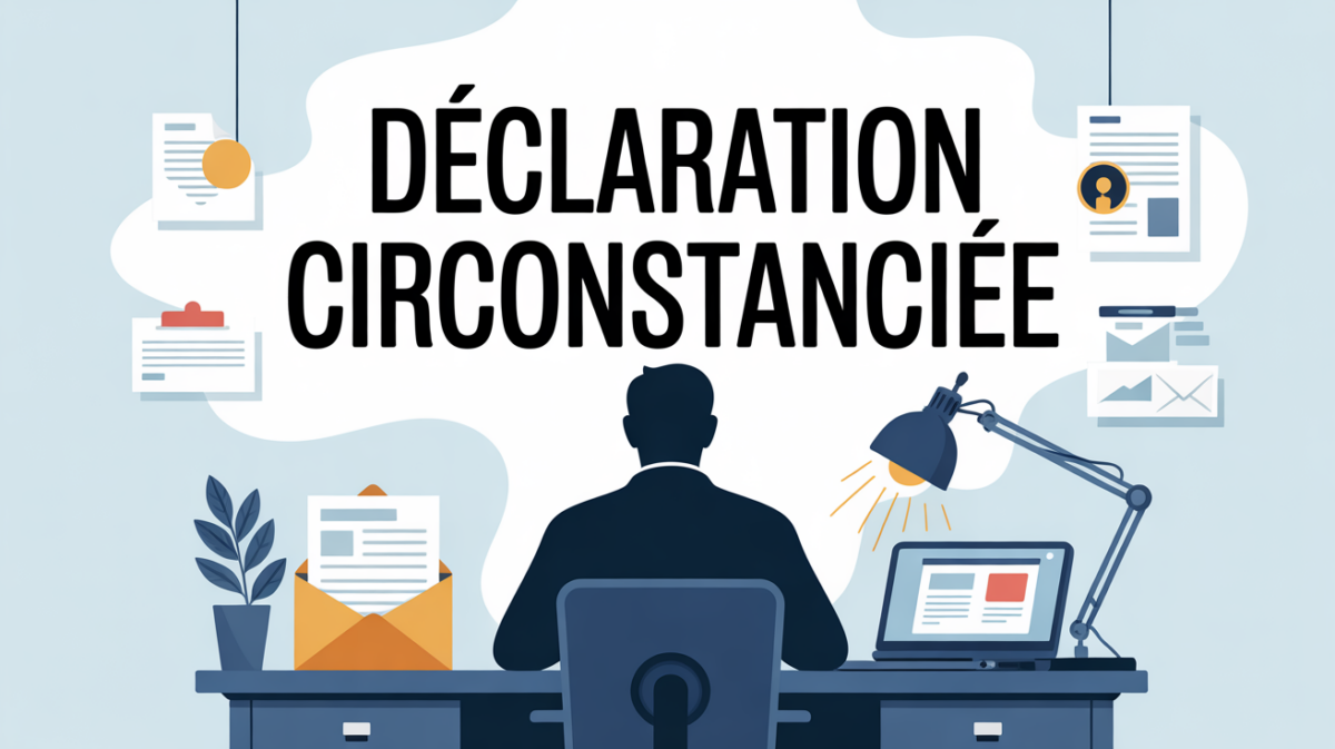 Illustration declaration circonstanciee sur bureau avec ordinateur