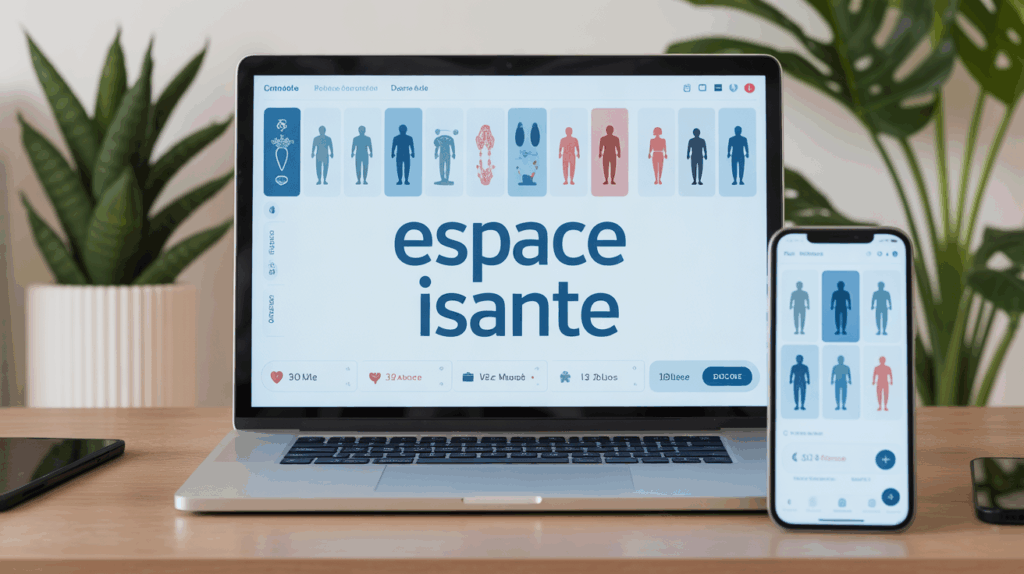 tableau de bord espace isanté sur écran moderne