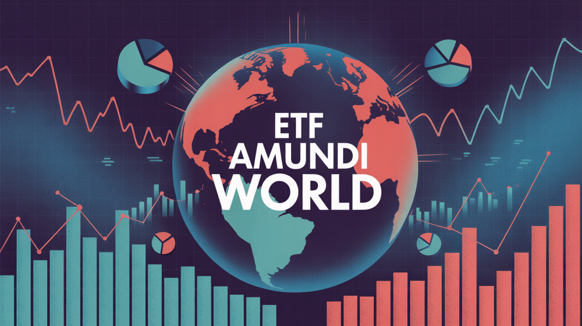 Globe stylisé avec graphiques ETF Amundi MSCI World