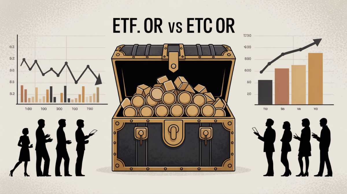 Comparatif ETF or ETC or coffre lingots graphique