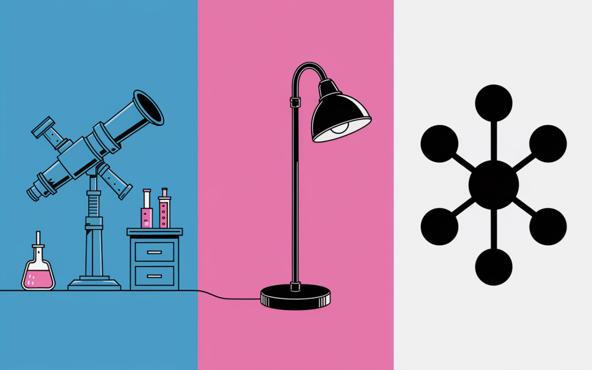 Illustration ORN outils, laboratoire, lampadaire et molecule