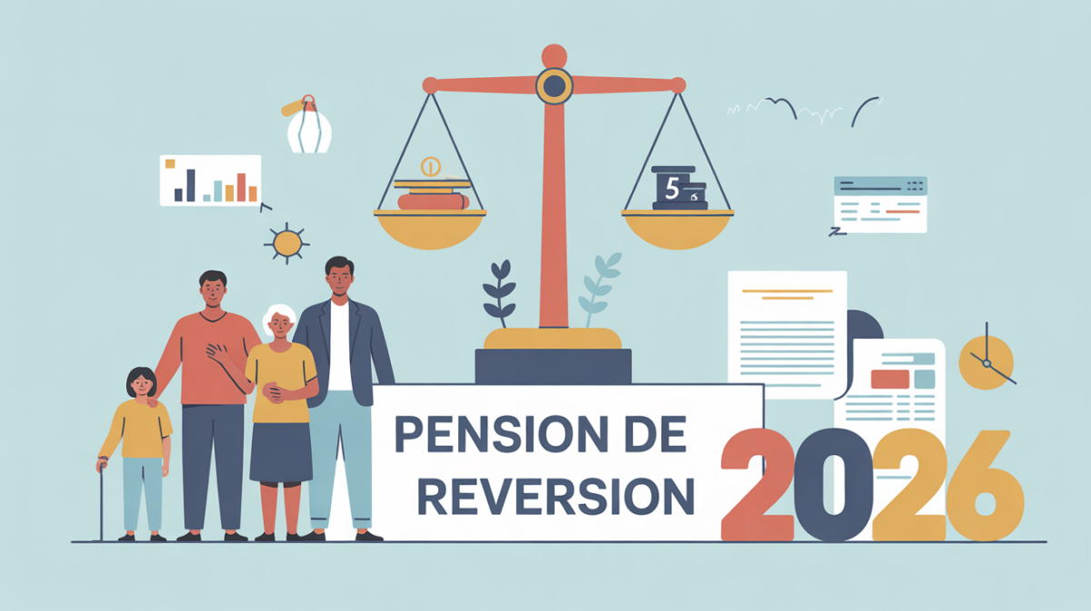 Illustration famille pension de reversion 2026 balance finances