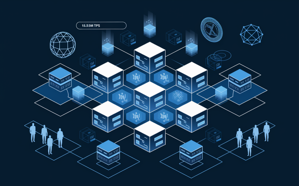 Schéma blockchain Qubic 15.5M TPS IA