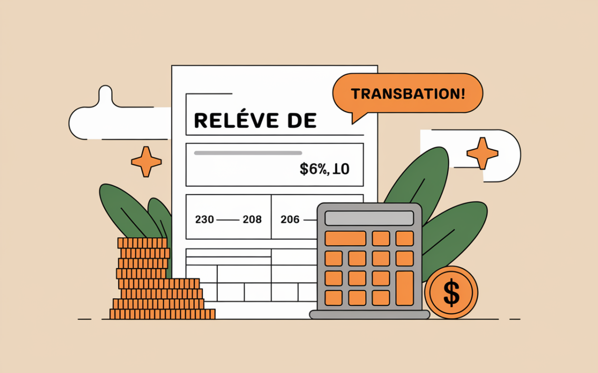 Libelle RIB sur releve bancaire stylise