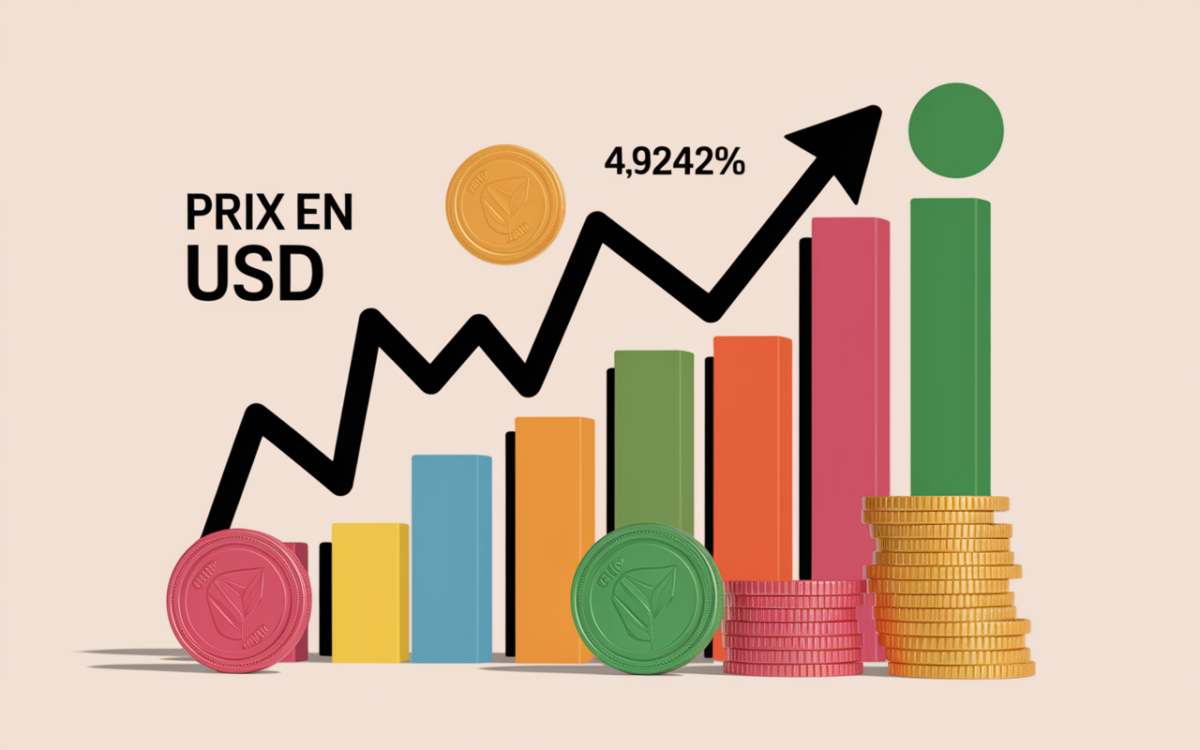Tableau stylisé statistiques prix crypto BONK chiffres clés