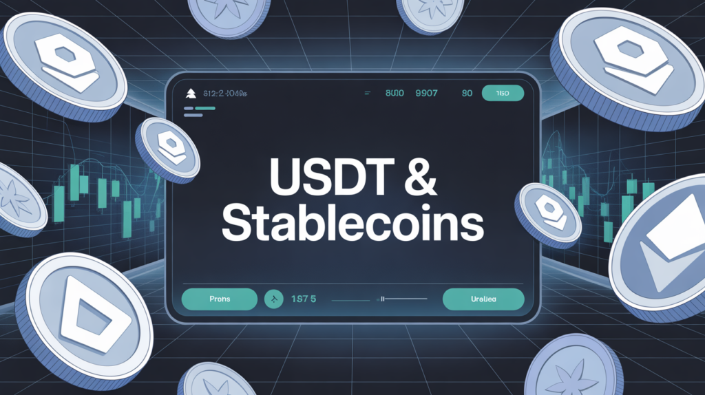Illustration interface blockchain USDT et stablecoins