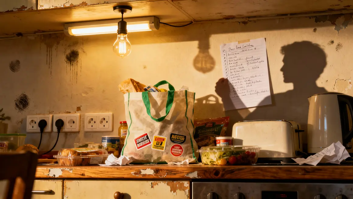Cuisine, courses et ampoule LED pour faire des économies avec petit revenu