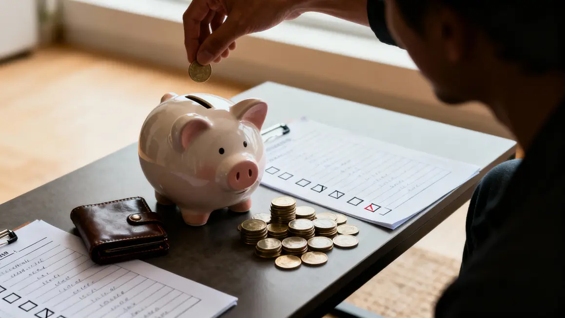 Tirelire et liste gestion épargne mensuelle