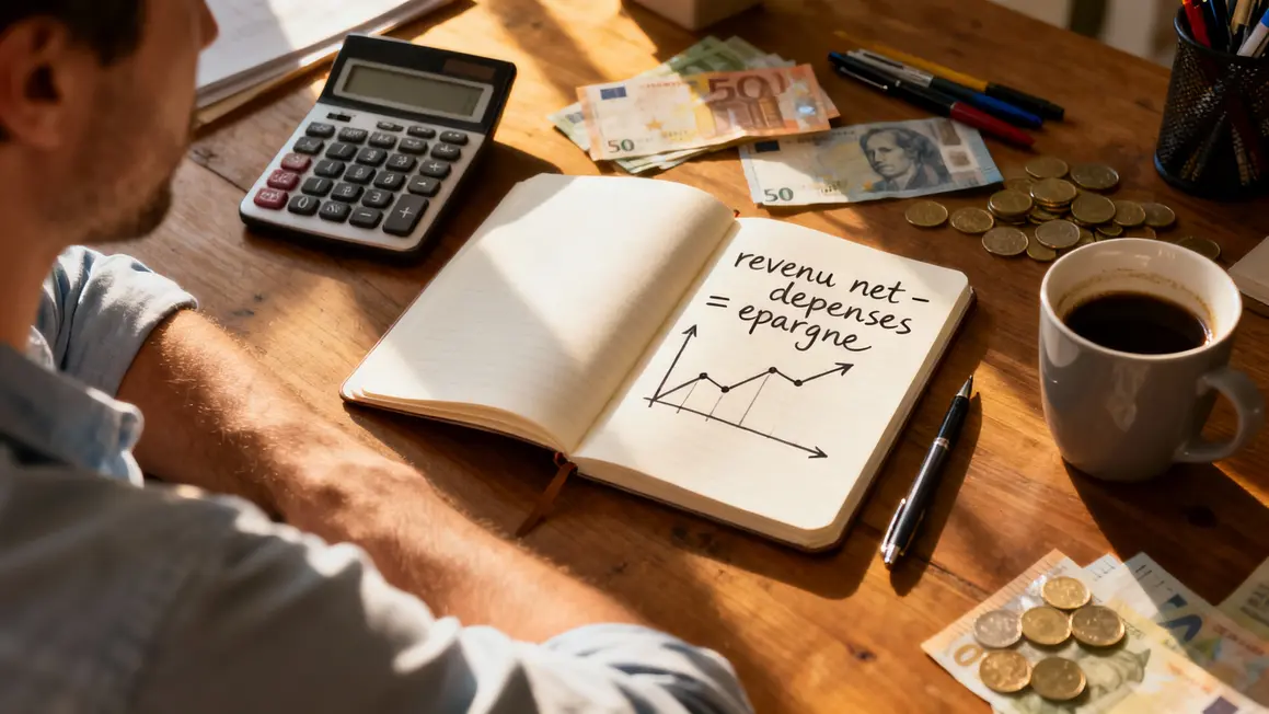 Tableau calcul revenus moins dépenses égal épargne