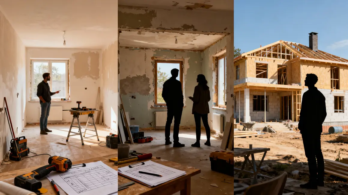 Collage maison neuve, appartement rénové, construction prêt à taux zéro