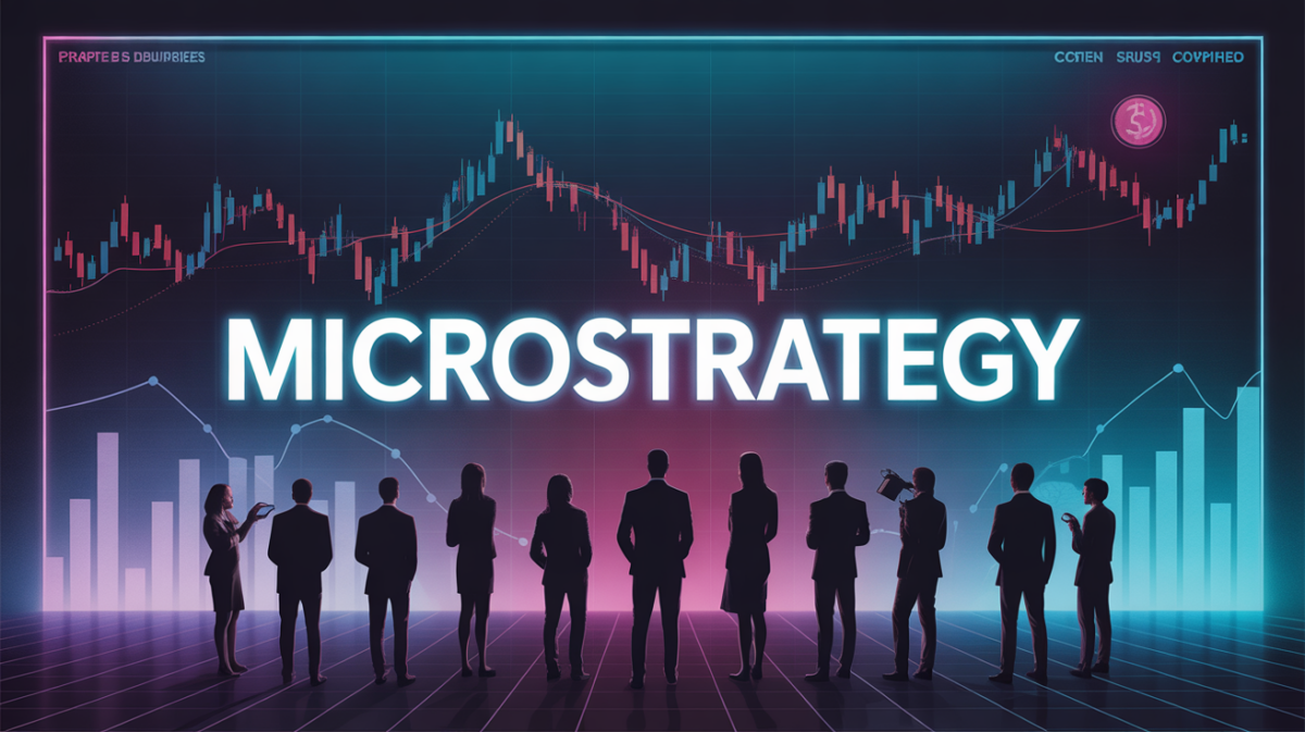 action microstrategy silhouettes devant graphique
