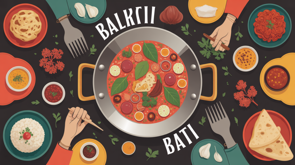 baltis wok acier repas partage silhouettes