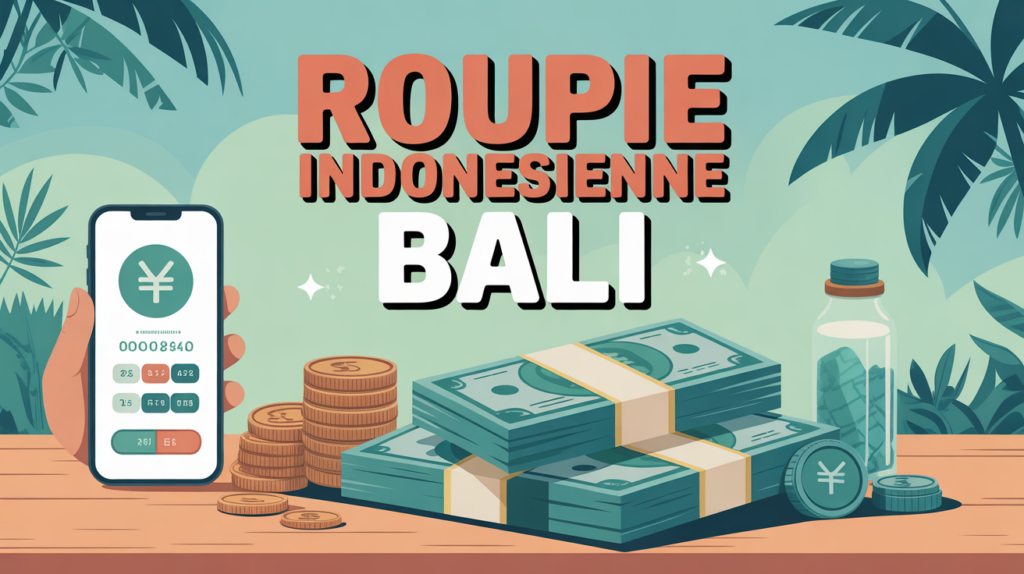 Monnaie Bali illustration billets et smartphone
