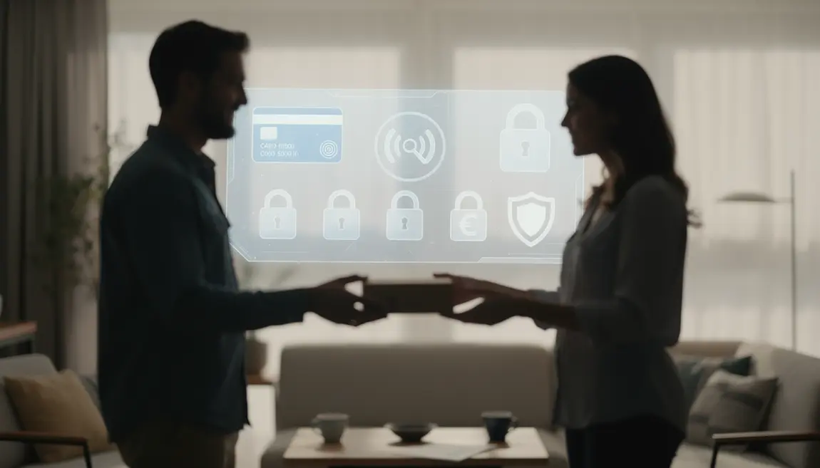 Échange sécurisé entre particuliers devant interface de paiement